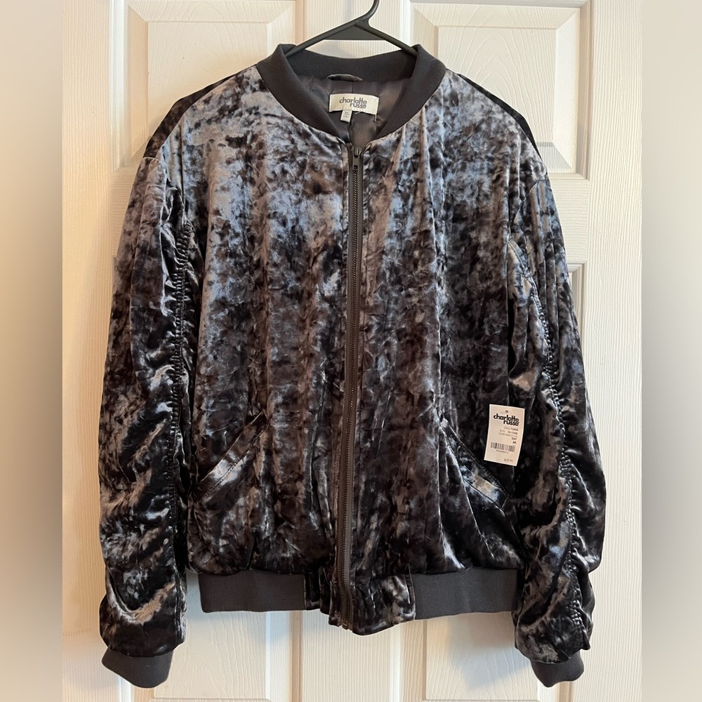 Grey Crushed velvet jacket